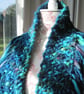 Peacock Blue scarf with tassels - Image 3