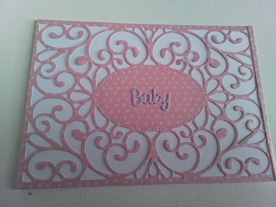 Baby card. New baby card. Baby girl. Card for baby girl. CC885