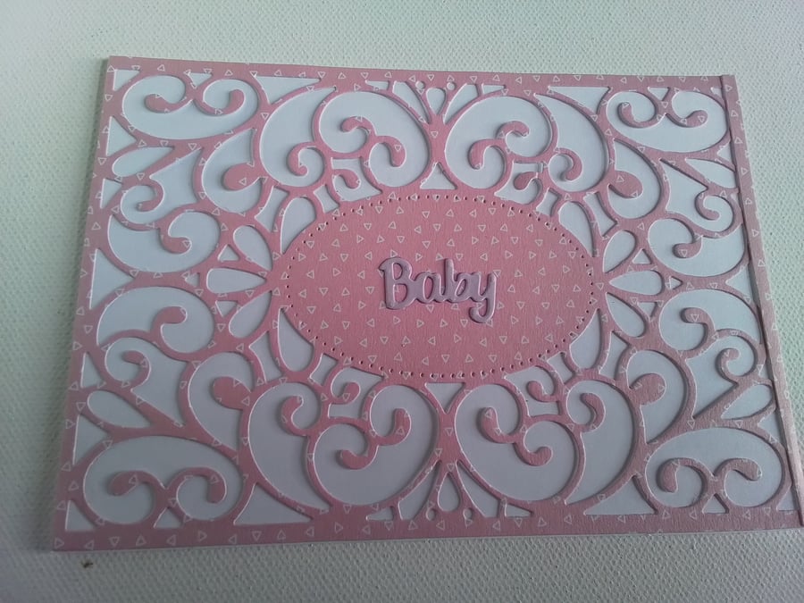 Baby card. New baby card. Baby girl. Card for baby girl. Ref 075