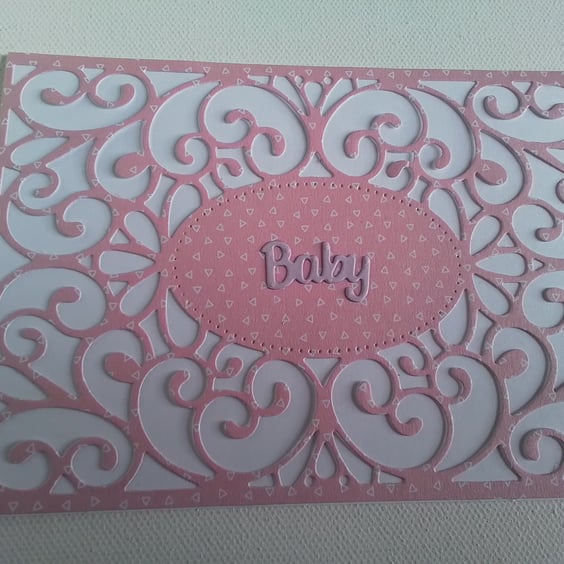 Baby card. New baby card. Baby girl. Card for baby girl. Ref 075