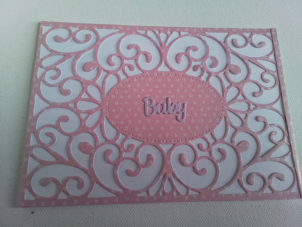 Baby card. New baby card. Baby girl. Card for baby girl. Ref 075
