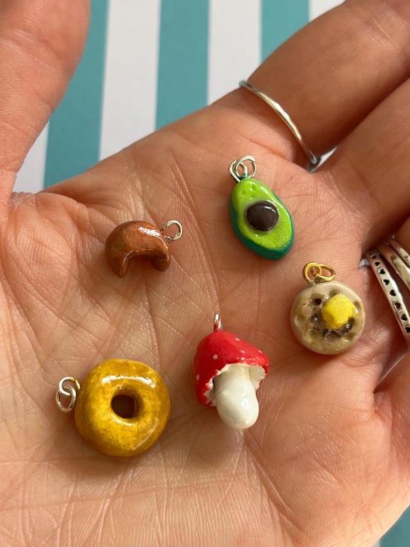 Handmade Mini Breakfast Charms Air Dry Clay Food Jewelry