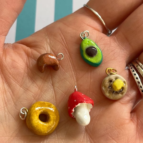 Handmade Mini Breakfast Charms Air Dry Clay Food Jewelry