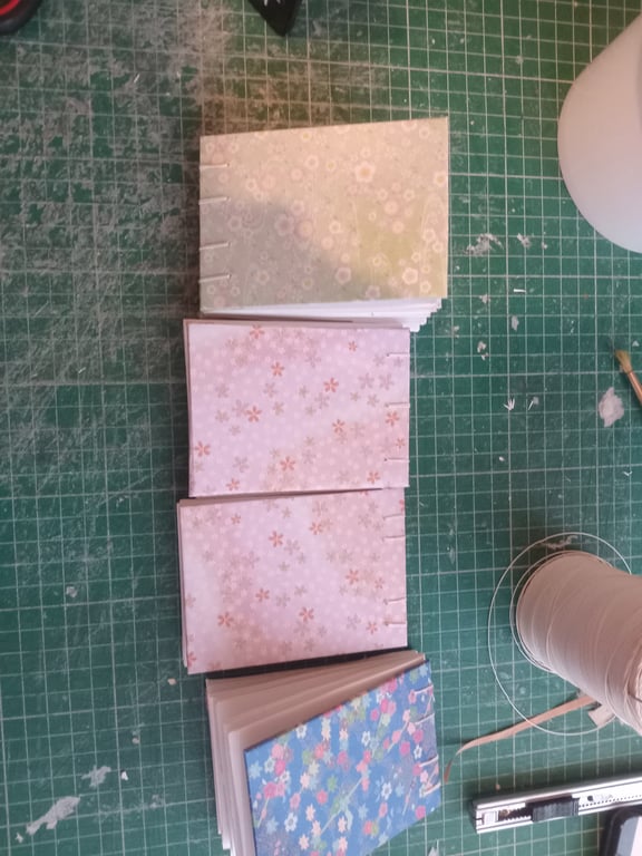 Imperfect mini sketchbook A7 landscape coptic stitch cotton paper. Set of 4