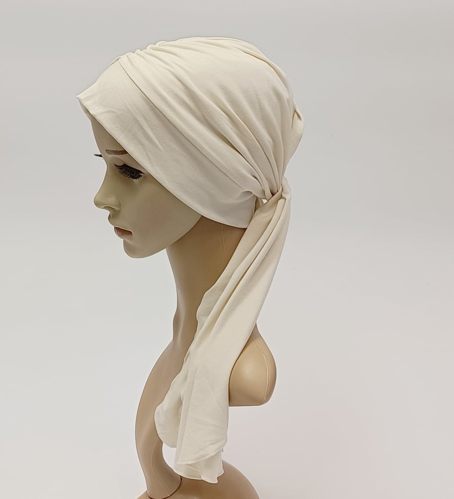 Chemo head wear for women, turban with ties, alopecia hair loss cap
