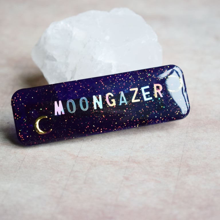 Moongazer Sparkly Hair Clip, Crescent Moon Barette