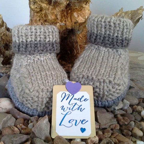 Luxury Aran 'Jeager'  Pure Merino  Wool Boy's Boots size 3-9 months size