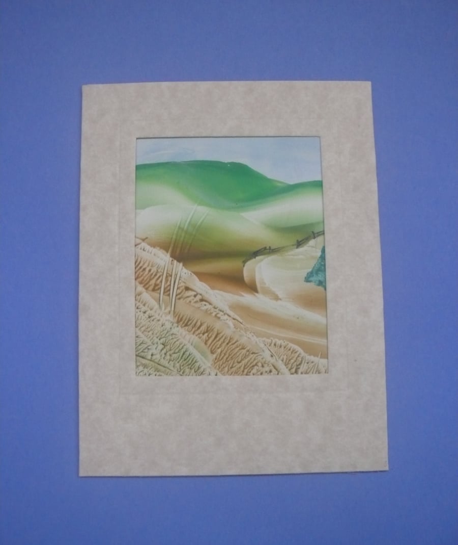Original Encaustic Art Landscape Card - Blank