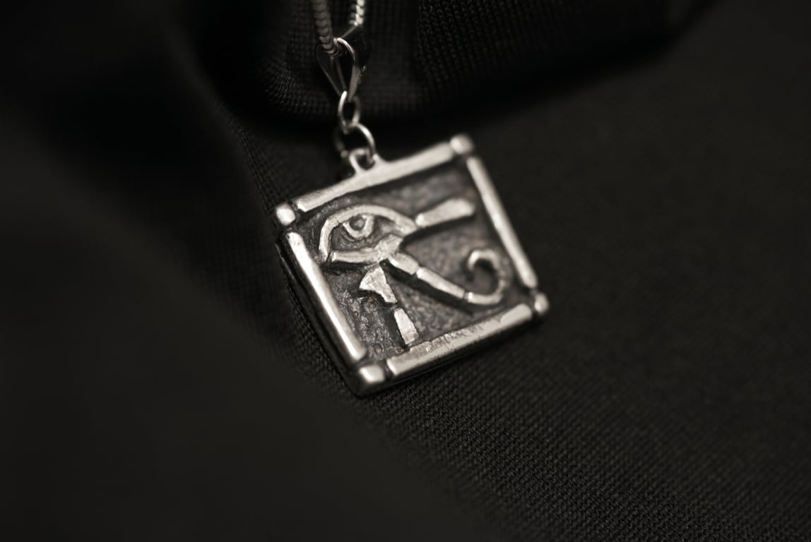Handmade Fine Silver Eye of Horus Pendant – Udjat Egyptian Protection Amulet
