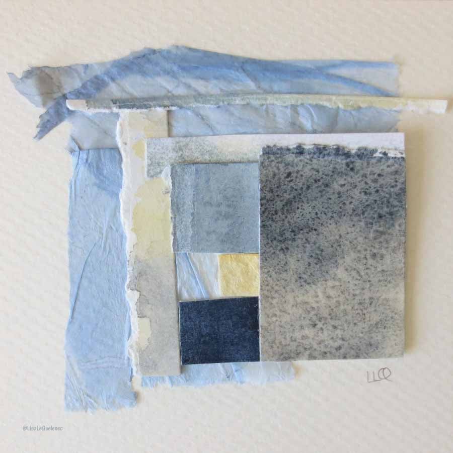 Original paper collage abstract inspired by sea and shore