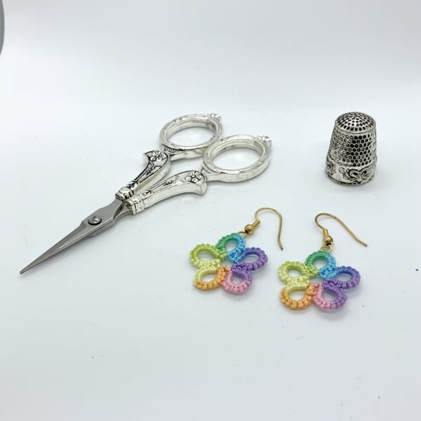 Tatted Flower Earrings Simple Style