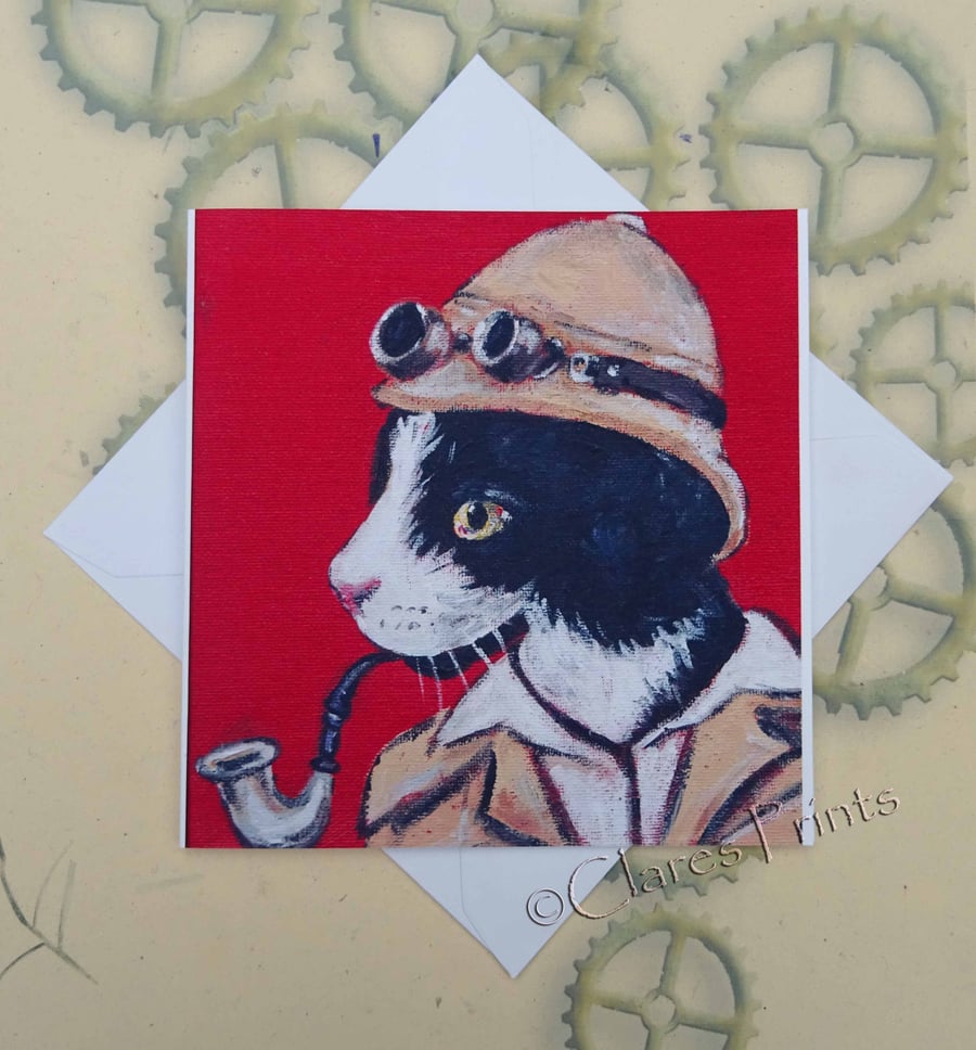 Professor Cat Art Greeting Card From my Original Painting