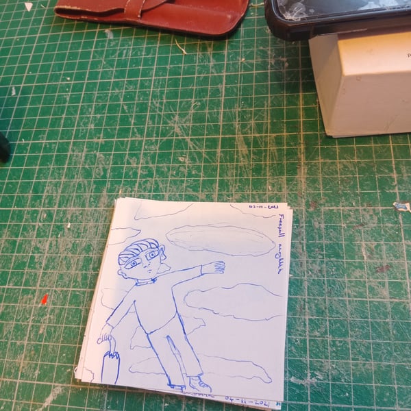 10 cm square pen and ink drawing fantasy surreal illustration 