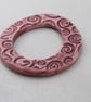 Rose Red Spiral Ceramic Pendant Loop Connector - Image 2