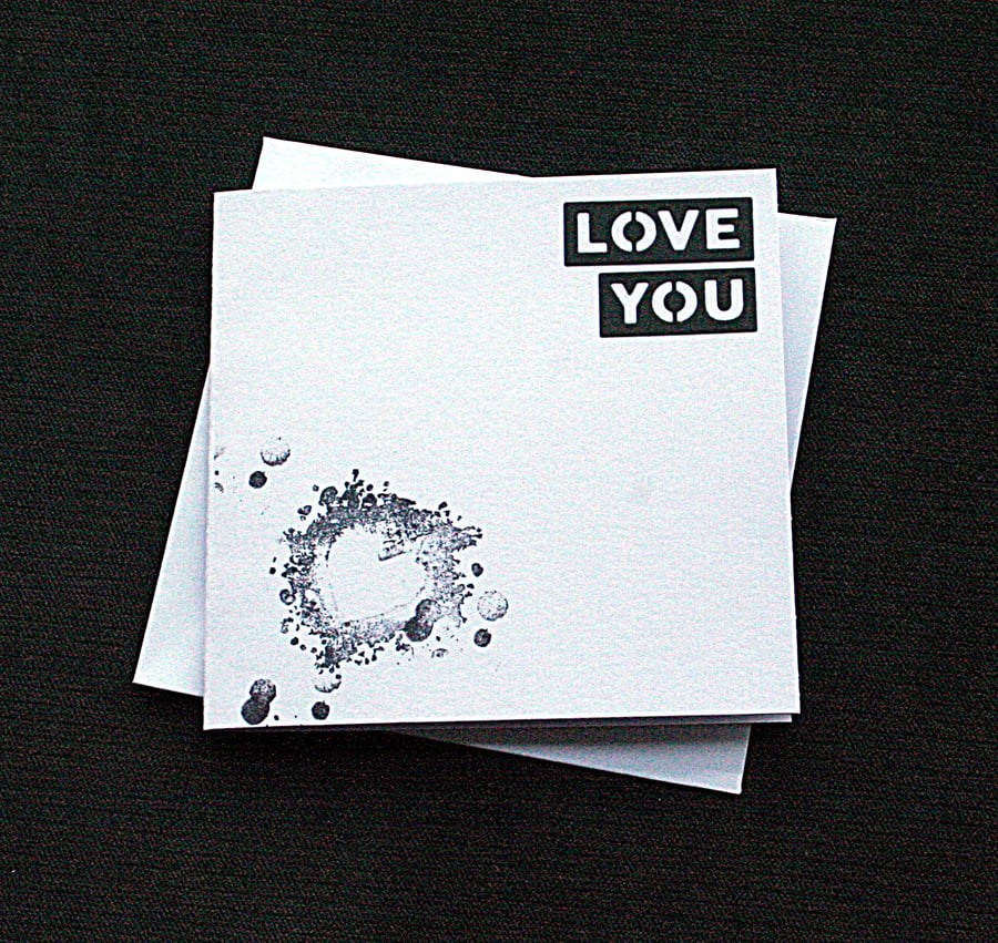 Monochrome Words Love You - Handcrafted (blank) Card - dr18-0043