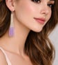 Statement Jewelery Handmade Silver & Lilac Beaded Tassel Earrings Miyuki - Image 1