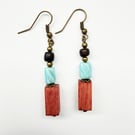 Light Brown Light Blue Dark Brown Boho Style Dangle Drop Earrings