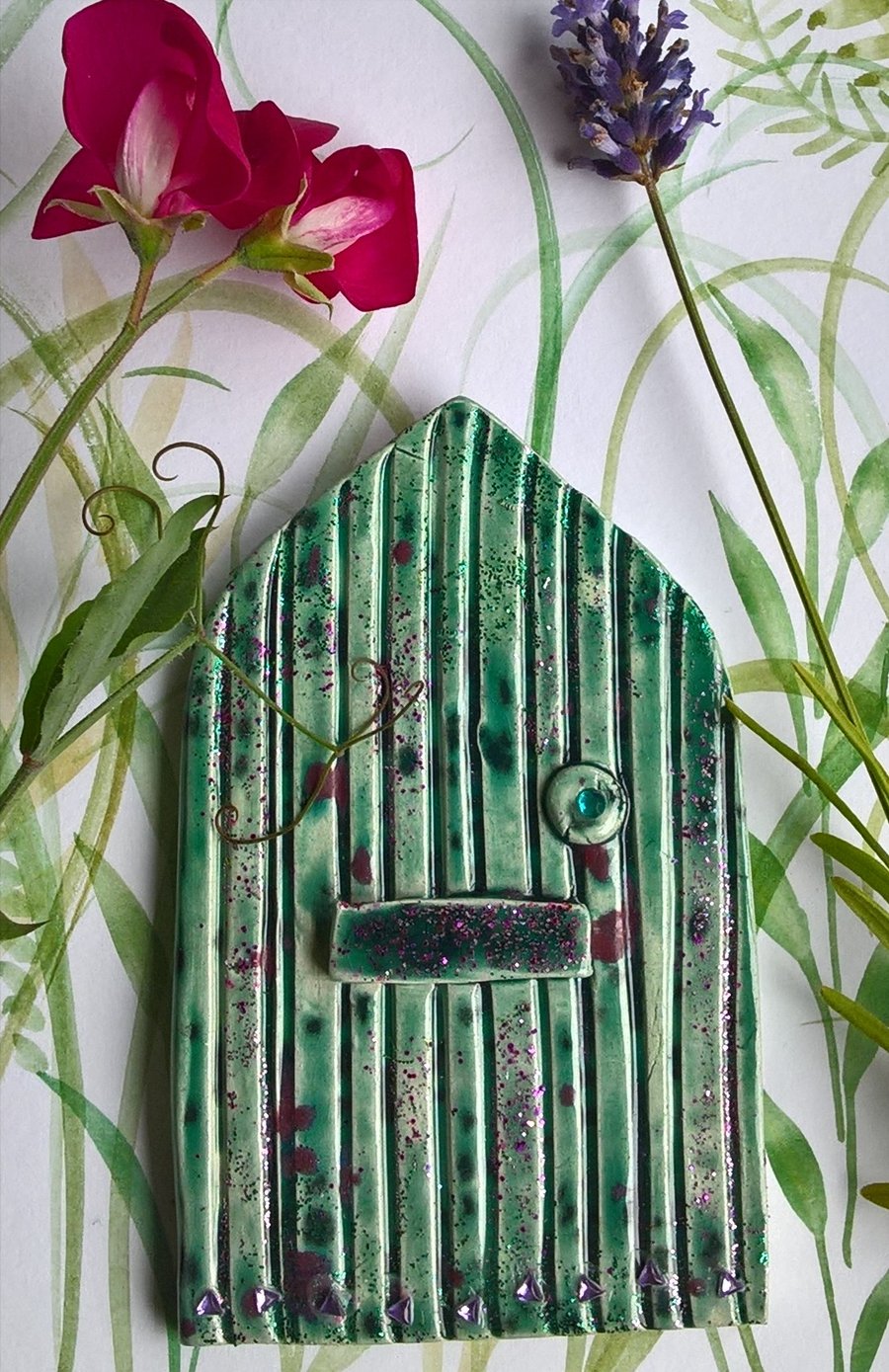 Green Ceramic Fairy Door