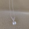 Freshwater pearl Sterling and Fine silver dainty pendant necklace