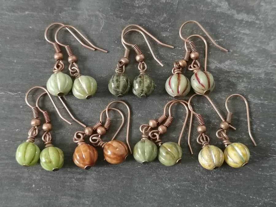 Pumpkin earrings, Halloween earrings, gourd earrings