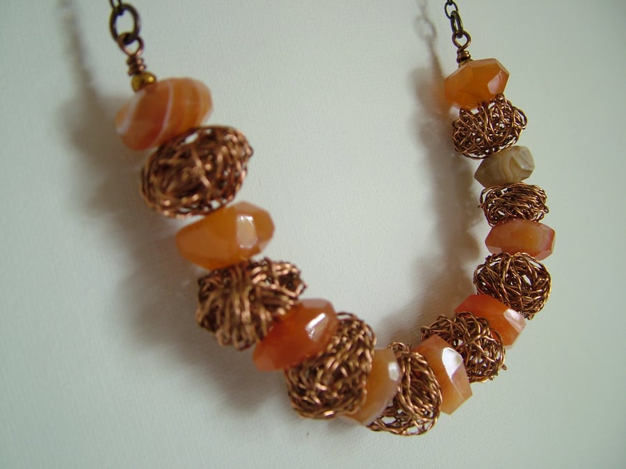 SALE - HALF PRICE - ORANGE NUGGET NECKLACE  -    FREE UK POSTAGE