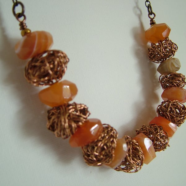 SALE - HALF PRICE - ORANGE NUGGET NECKLACE  -    FREE UK POSTAGE