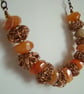 SALE - HALF PRICE - ORANGE NUGGET NECKLACE  -    FREE UK POSTAGE