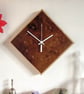 Handmade Diamond Wall Clock with burr walnut, sycamore and old ebony - Image 1