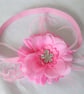 Bright Pale Pink Rose Flower Retro Vintage Flapper Gatsby Hair Headband Band - Image 4