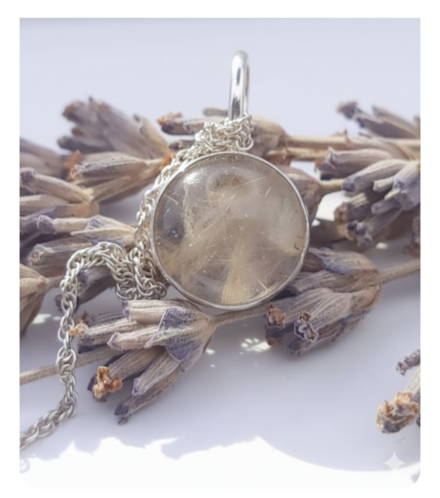 Golden Rutile & Sterling Silver Pendant 