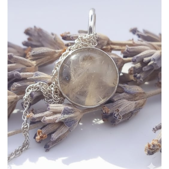 Golden Rutile & Sterling Silver Pendant 