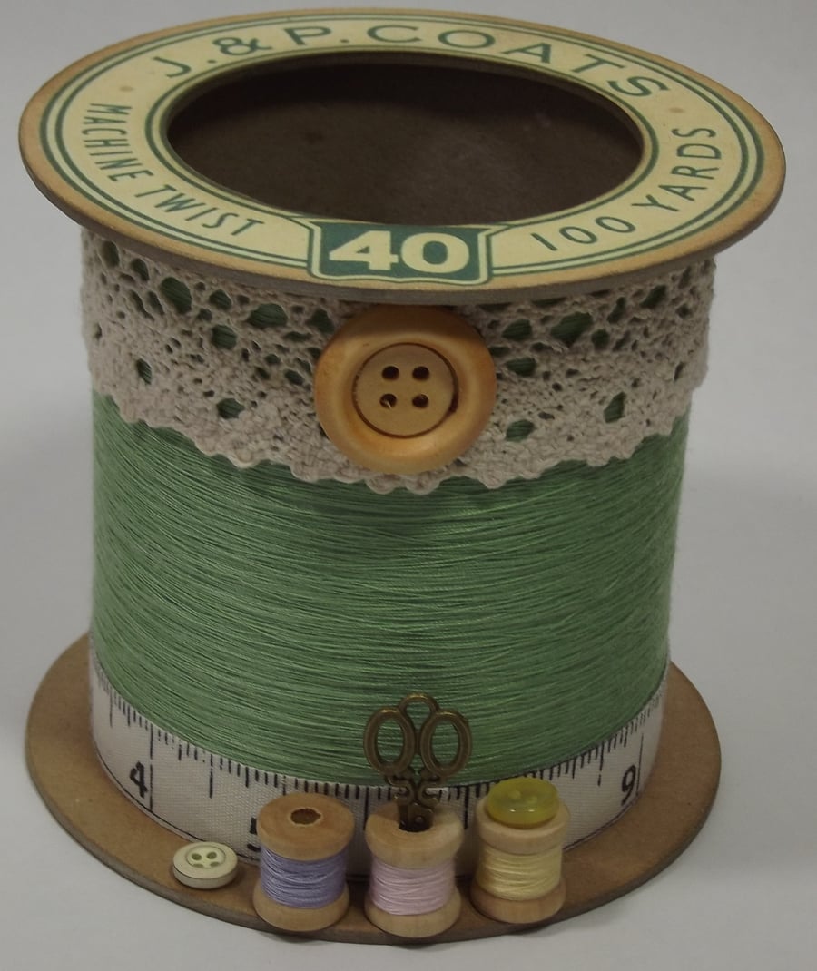 Spring Time Cotton Reel Style Storage Pot