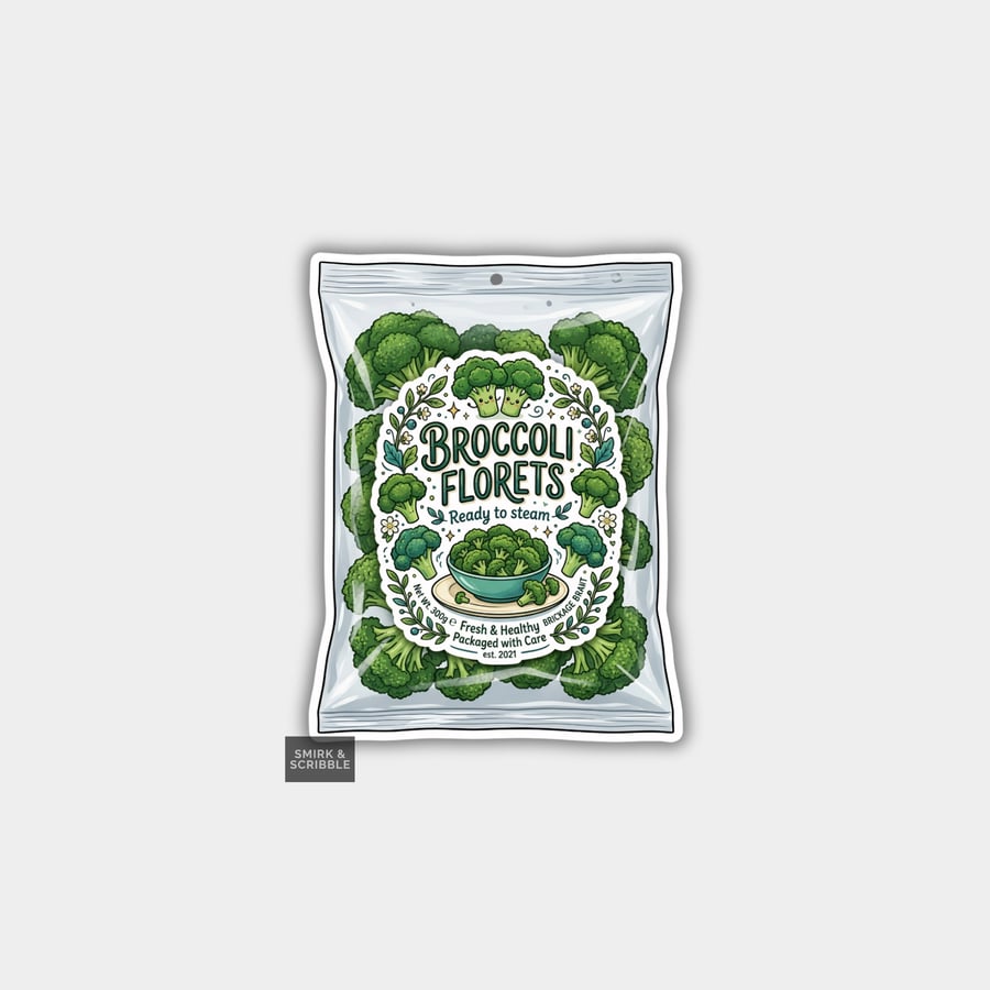 Grocery Food Vinyl Sticker For Adults - Broccoli Florets