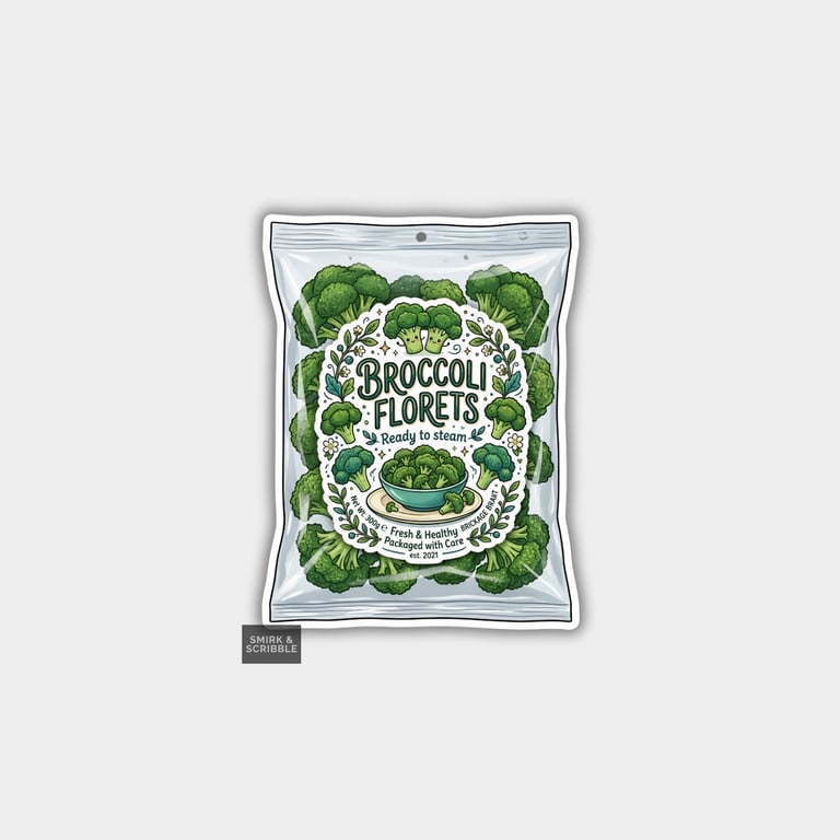 Grocery Food Vinyl Sticker For Adults - Broccoli Florets