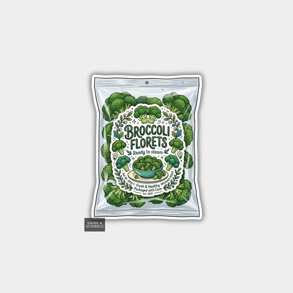 Grocery Food Vinyl Sticker For Adults - Broccoli Florets