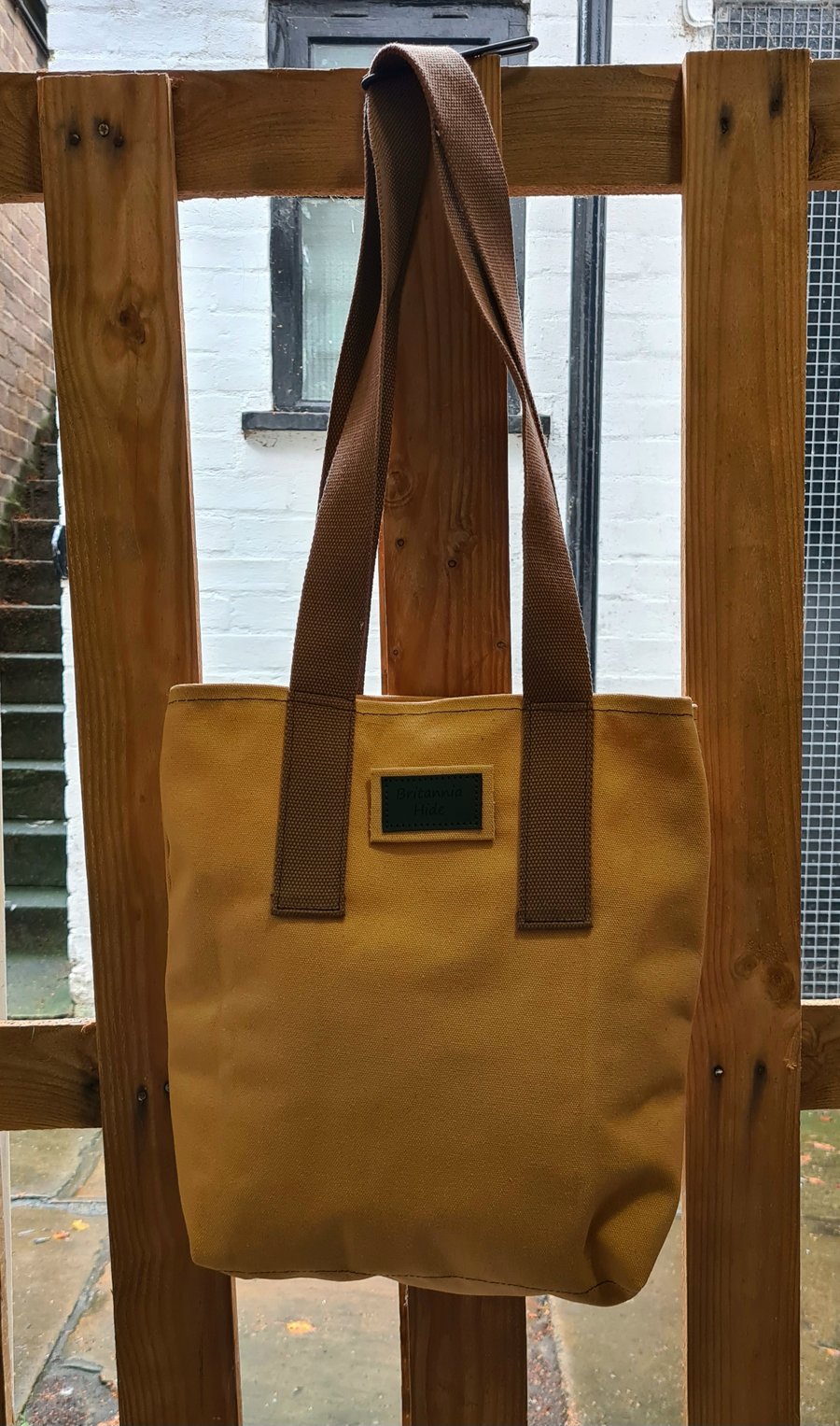 Mustard & Brown Canvas Tote Bag