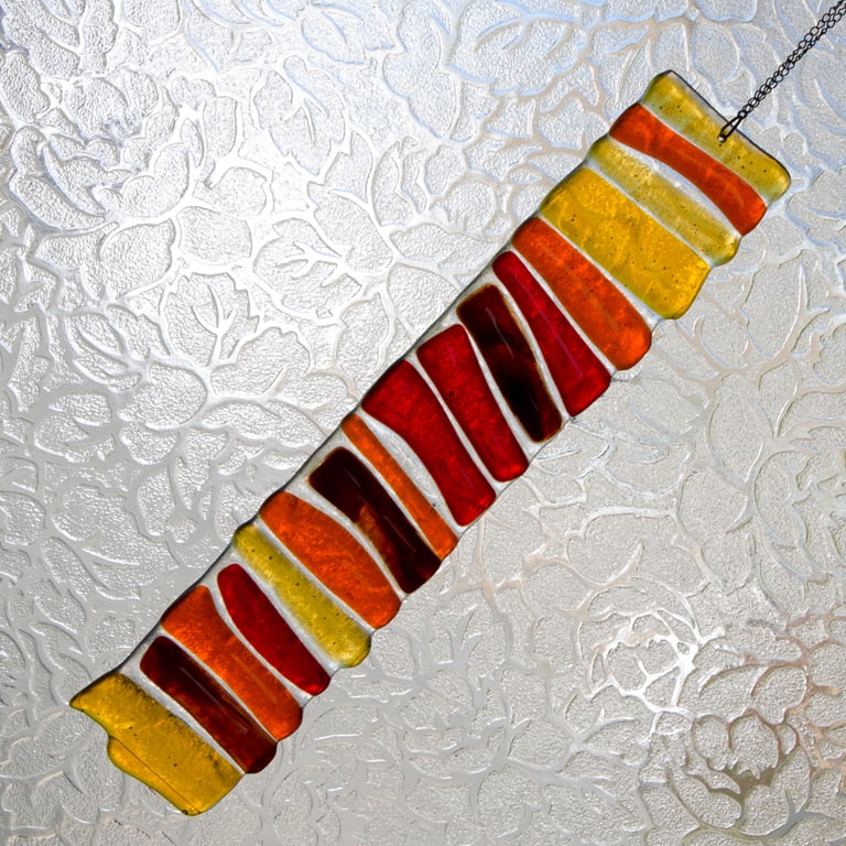 Large Sunset Fused Glass Suncatcher - Handmade 30cm Hanger  - 6208