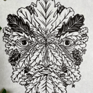 Green Man Lino Print