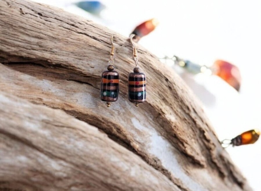 Unique lampwork earrings, one of a kind, boho jewellery