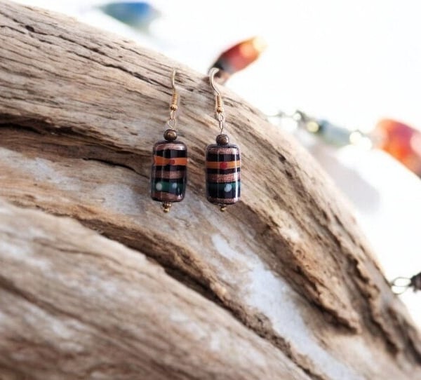 Unique lampwork earrings, one of a kind, boho jewellery