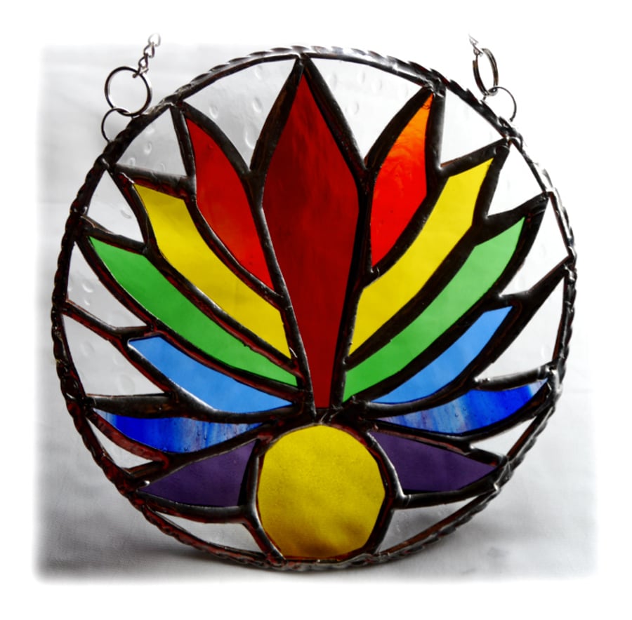 RESERVED for JOAN Rainbow Sun Ring Stained Glass Suncatcher 
