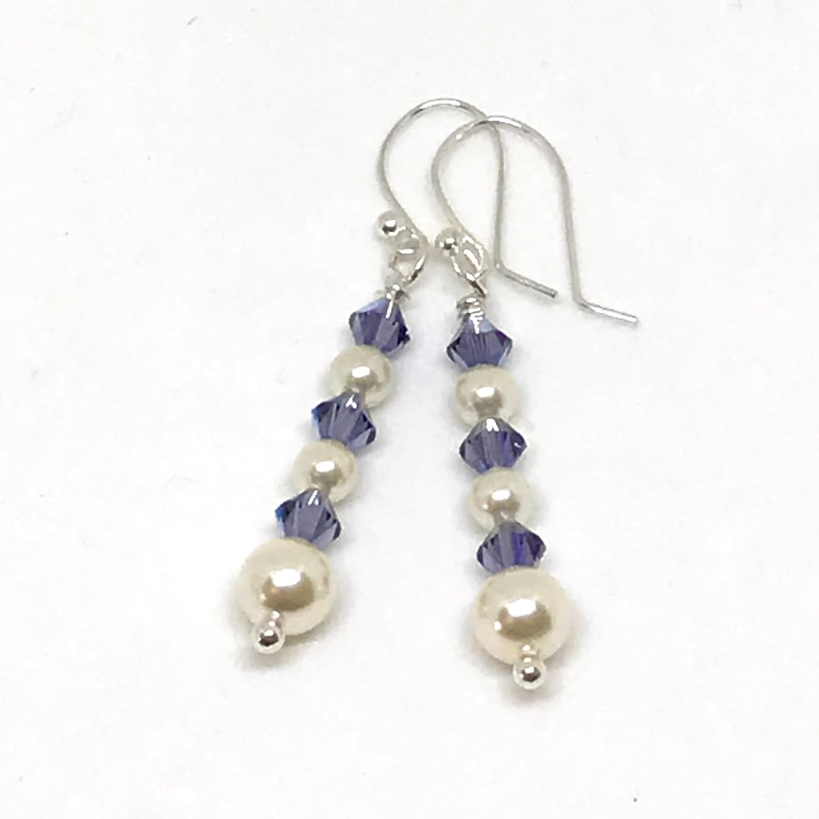 Sterling Silver Earrings, Crystals & Pearls from Swarovski®, Gift For Her