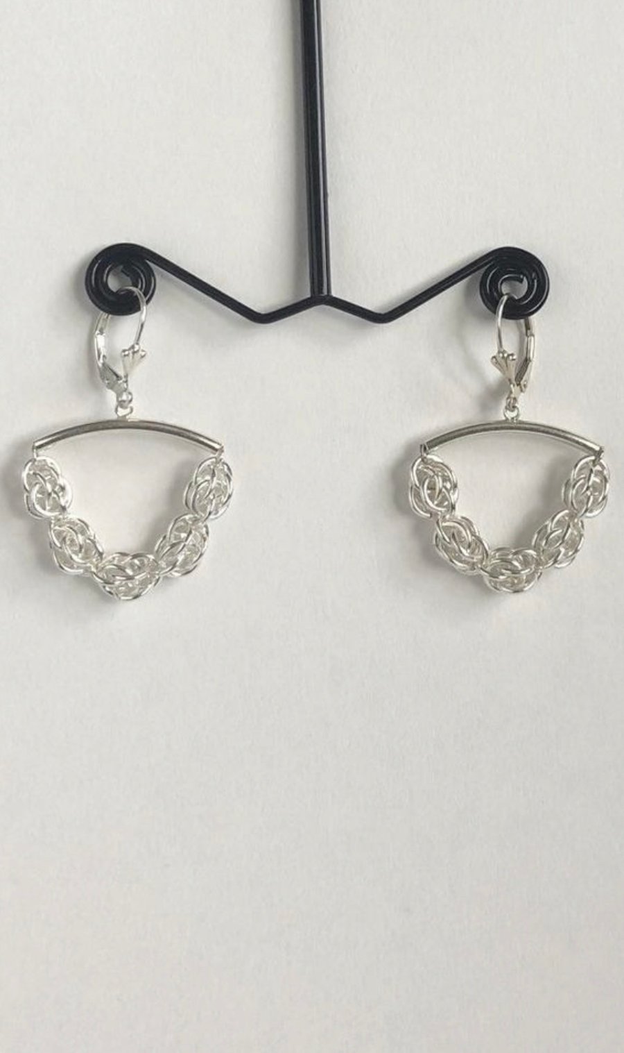 Sterling Silver Chainmaille Hoop Earrings 