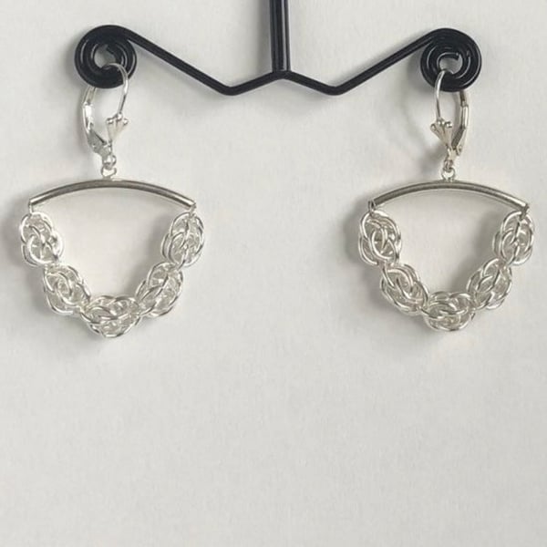 Sterling Silver Chainmaille Hoop Earrings 