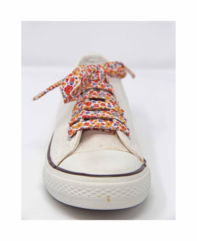Orange floral Cotton Shoelaces