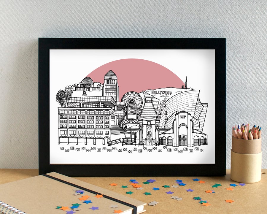 Los Angeles Skyline Travel Art Print