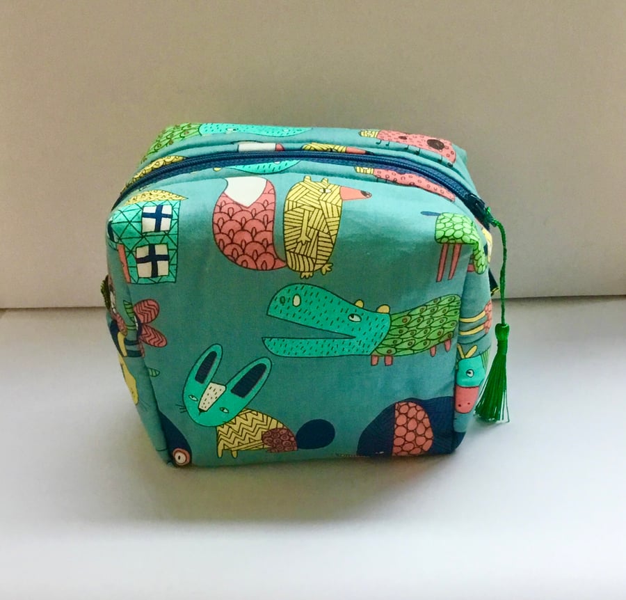 Quirky animal print makeup bag.