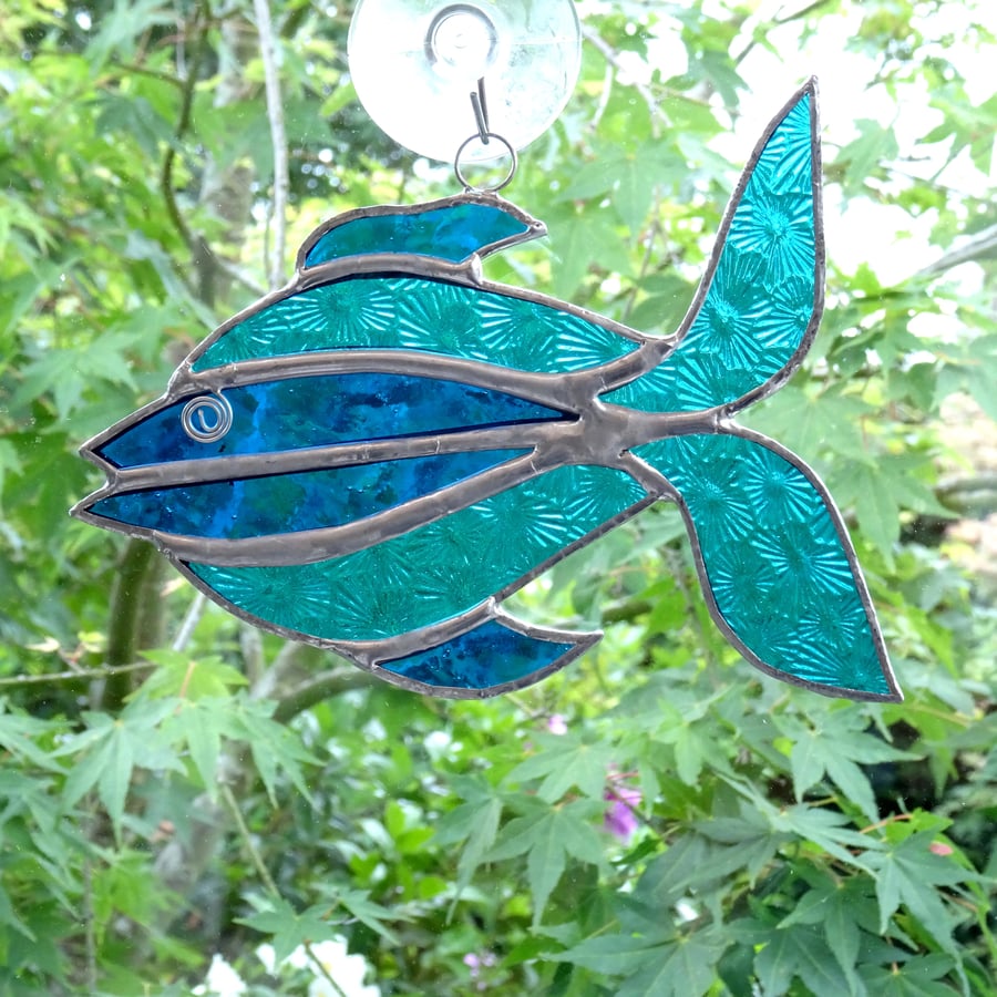 Stained Glass Funky Fish Suncatcher - Handmade Window Decoration