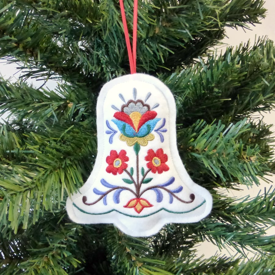 SALE Christmas Bell decoration, embroidered