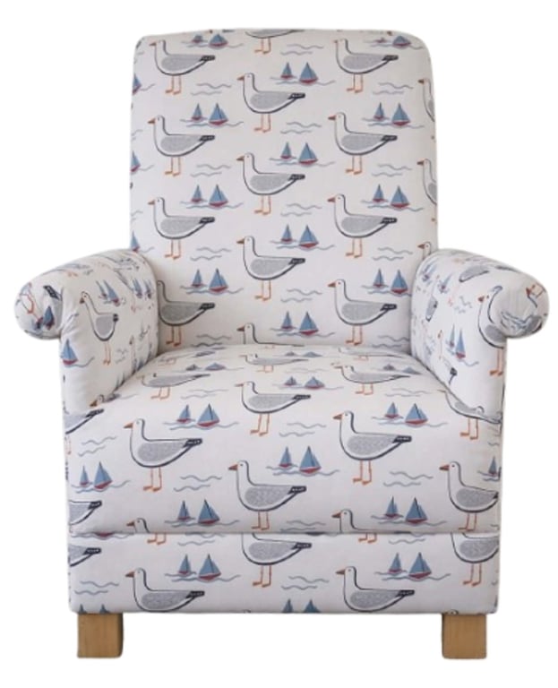 Fryetts Gulls Multi Fabric Adult Chair Armchair Coastal Beach Seaside Accent